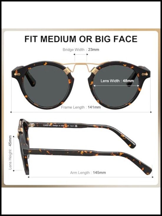 Retro Round Acetate Polarized Sunglasses UV Protection main image 6